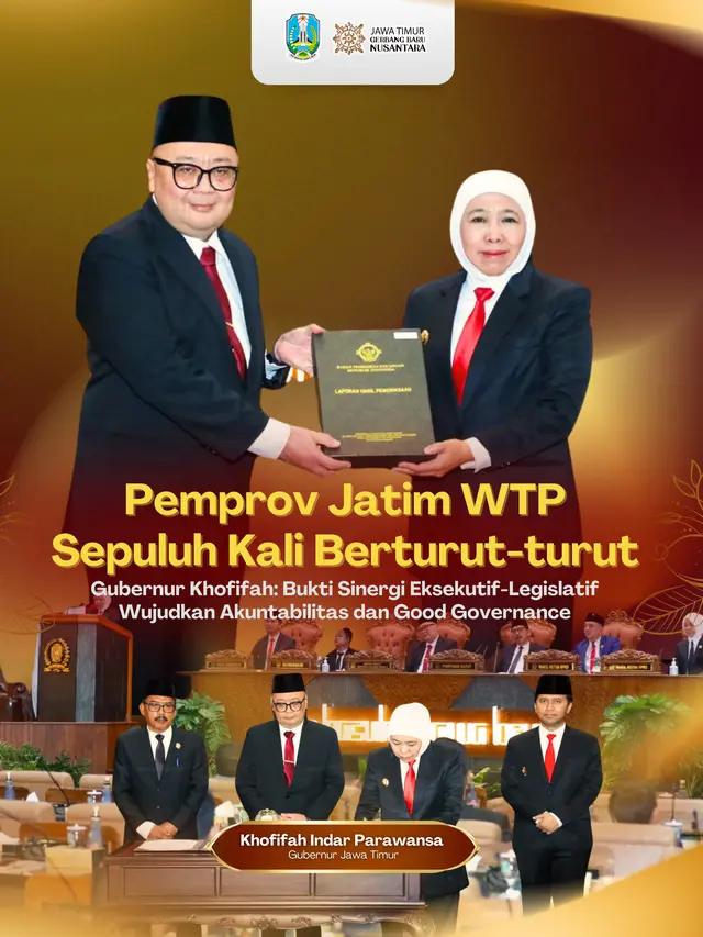 Pemprov Jatim Raih WTP 10 Kali Beruntun