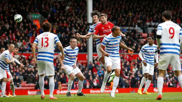 Tandukan Steven Gerrard bawa Liverpool unggul atas QPR