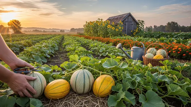 Ilustrasi Tips Efisiensi Berkebun Melon untuk Petani Sibuk/Gemini AI