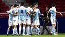 Mereka unggul delapan angka dari para rival terdekat Barcelona dan Real Madrid, yang telah memainkan satu laga lebih banyak. (AP Photo/Jose Breton)