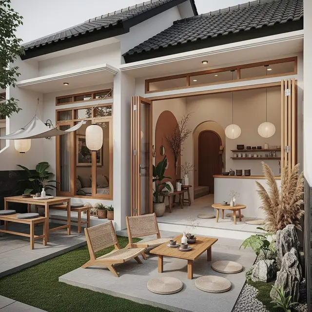 Desain Rumah Type 36 dengan Mini Café di Halaman Depan
