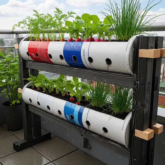 Desain Kebun Sayur di Ember Cat Bekas, Tahan Hujan dan Ramah Lingkungan (AI)