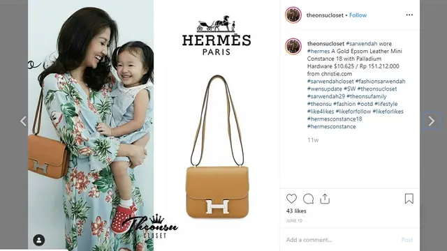 tas Sarwendah yang harganya fantastis (sumber: Instagram/@theonsucloset)