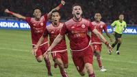 Striker Persija Jakarta, Marko Simic, merayakan gol yang dicetaknya ke gawang Bali United pada final Piala Presiden di SUGBK, Jakarta, Sabtu (17/2/2018). Persija menang 3-0 atas Bali United. (Bola.com/Vitalis Yogi Trisna)