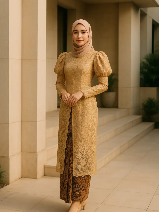 Model Brokat Panjang Bawahan Batik