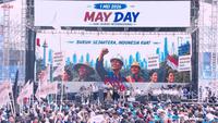 Presiden Prabowo Subianto saat pidato Hari Buruh atau May Day 2026 di Monas, Jumat (1/5/2026). (Tangkapan Layar YouTube Sekretariat Presiden)