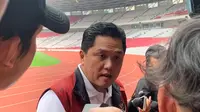 Ketua Umum PSSI Erick Thohir menyatakan euforia kemenangan Timnas Indonesia U-22 di SEA Games 2023 sudah selesai, pasca Garuda Nusantara menuntaskan pawai kemenangan di Stadion Utama Gelora Bung Karno (SUGBK), Jumat (19/5/2023) siang WIB. (Liputan6.com/Melinda Indrasari)
&nbsp;