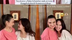 Rupanya, pengumuman kehamilan itu bersamaan dengan momen tasyakuran 4 bulanan. Acara istimewa tersebut tak banyak dipublikasi, Anggika hanya mengunggah beberapa potret bareng suami dan teman dekatnya. (Liputan6.com/IG/@anggikabolsterli)