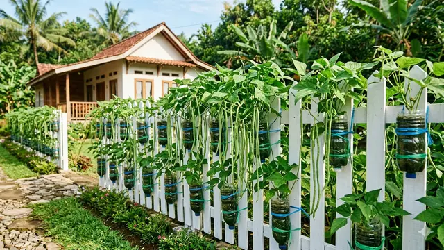 Ide Kebun Buncis Gantung Memanfaatkan Rafia. AI