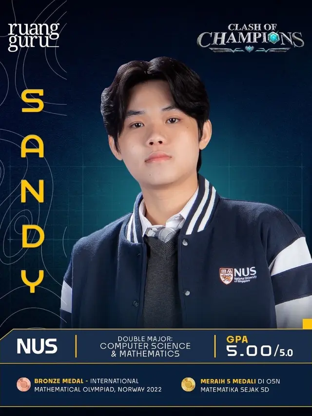 7 Potret Sandy Kristian, Peserta Clash of Champions dengan IPK 5,0