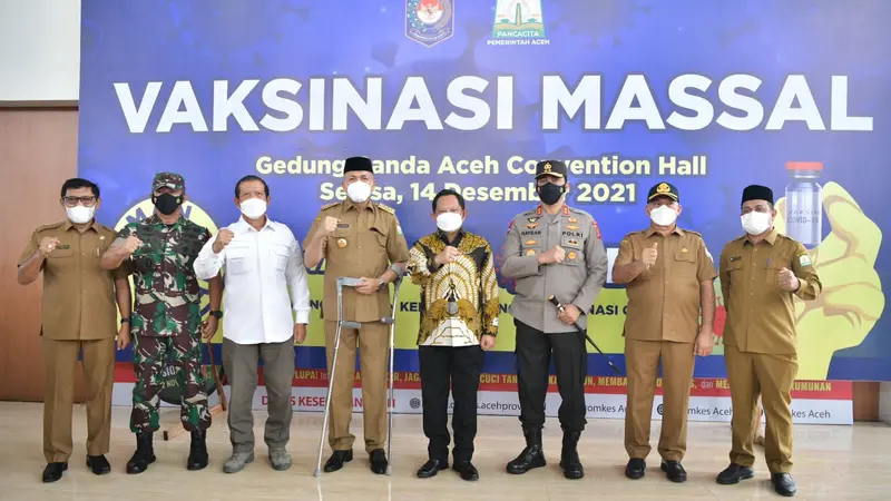 Mendagri Minta dan Ajak Semua Pihak Dukung Percepatan Vaksinasi di Aceh