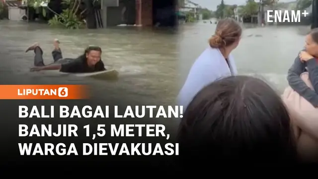 Banjir Rendam Bali, Warga dan Turis Dievakuasi dengan Perahu Karet