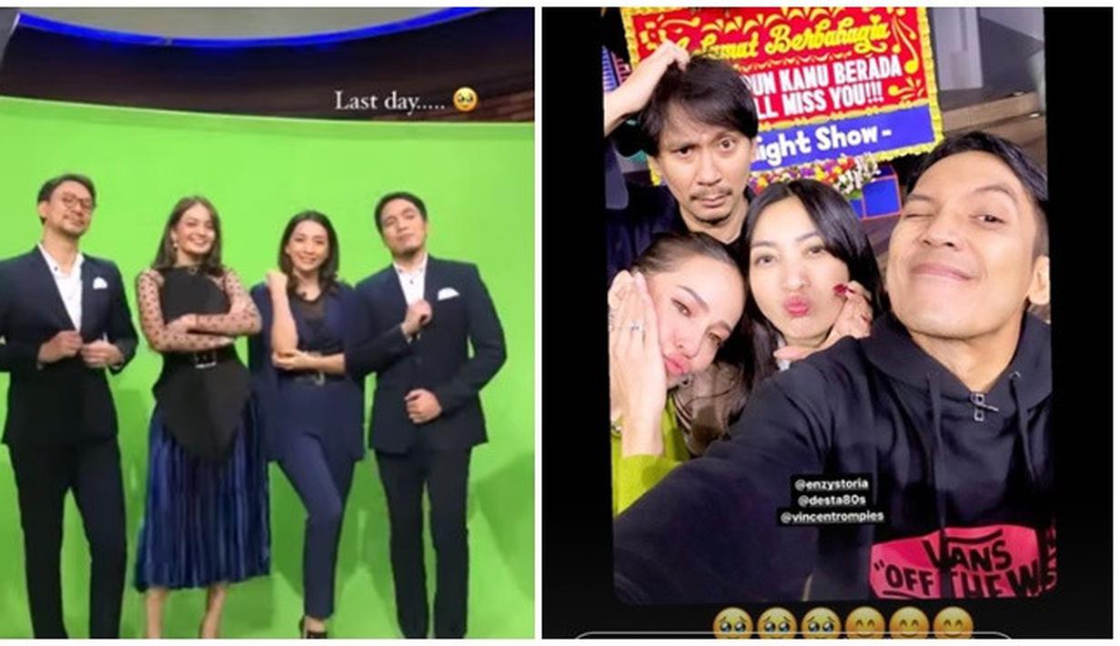 Lewat story Instagramnya belum lama ini, Enzy Storia isyaratkan bakal pamit dari Tonight Show. Dalam story-nya ini, artis berusia 30 tahun itu bubuhkan keterangan ‘Last Day’. Kalimat tersebut tentunya merujuk pada kabar Enzy yang akan meninggalkan para sahabtanya di Tonight Show. Ditinggal adik tercinta, Desta, Vincent, dan Hesti Purwadinata tentunya merasa kehilangan. (Liputan6.com/IG/@enzystoria)
