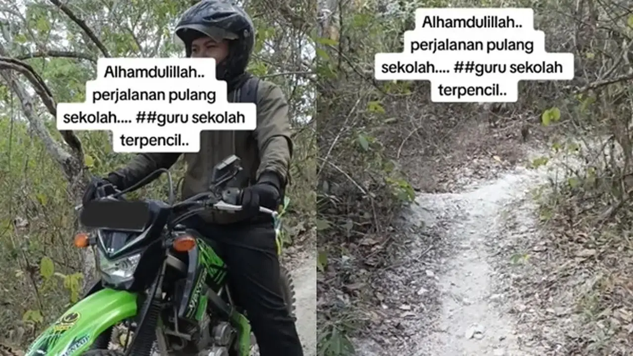 Guru-Guru Ini Rela Menjadi Petualang Lewati Hutan Gunakan Motor Trail Demi Mencerdaskan Bangsa