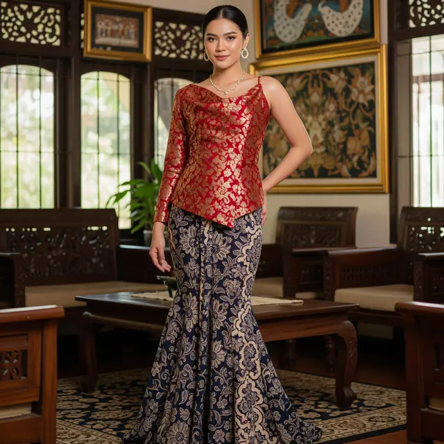 Model Atasan Brokat Bawahan Batik Terbaru