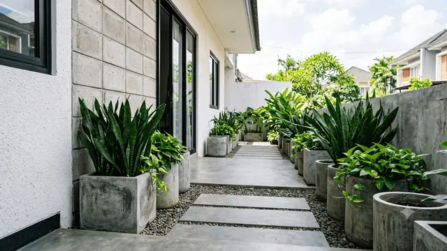 Model Taman Linear di Samping Rumah
