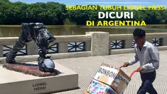 Video mengenai patung Lionel Messi yang berada di kota Buenos Aires dipotong dan dicuri sebagian tubuhnya pada Selasa(10/1/2017).