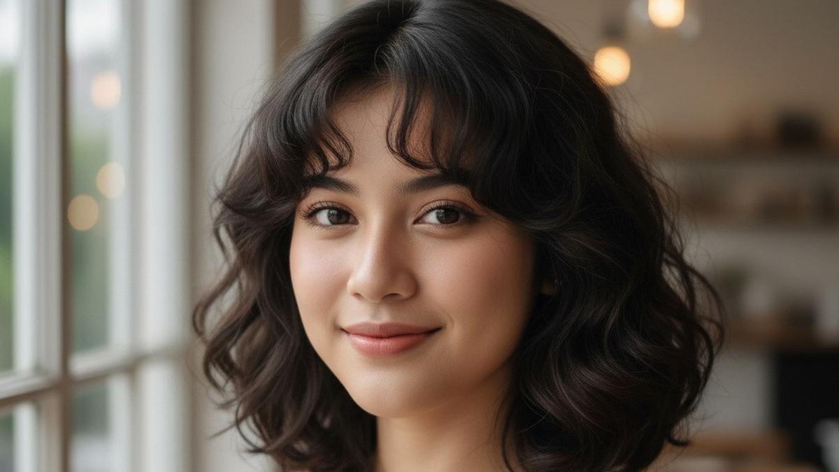 10 Model Rambut Sebahu Ikal Natural untuk Wajah Bulat, Tampil Lebih Tirus