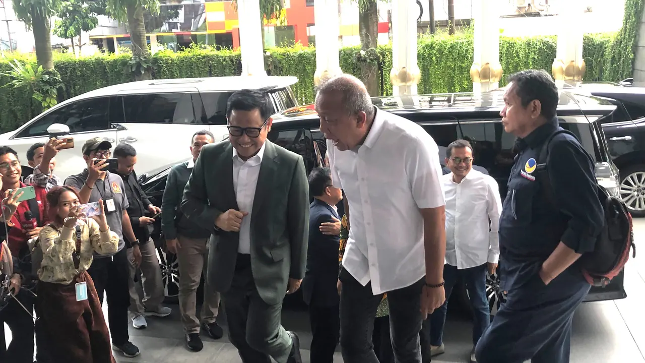 Calon wakil presiden nomor urut 01, Muhaimin Iskandar atau Cak Imin menemui Ketua Umum Partai NasDem, Surya Paloh