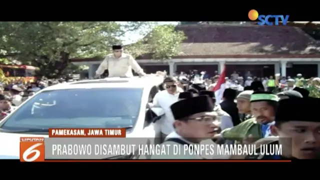 Prabowo kunjungi Pondok Pesantren Assadad di Sumenep dan Pondok Pesantren Mambaul Ulum di Pamekasan.