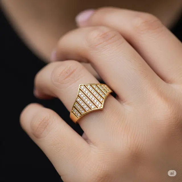 Cincin dengan Detail Vertikal: Ilusi Jari Lebih Panjang