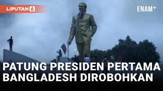 Patung Presiden Pertama Bangladesh Digulingkan di Dhaka Ditengah Kerusuhan