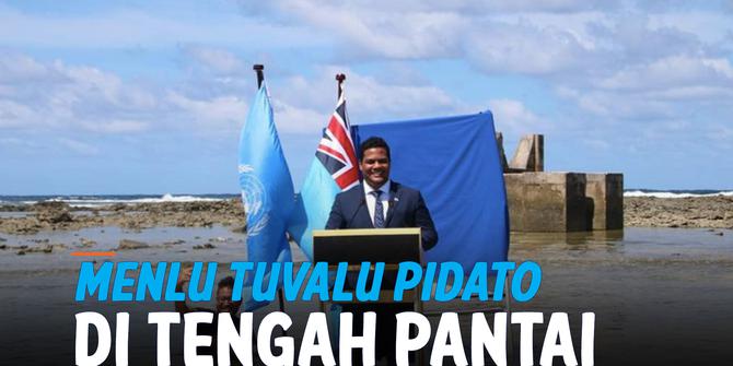 VIDEO: Menlu Tuvalu Pidato Sambil Ceburkan Diri ke Pantai Saat COP26