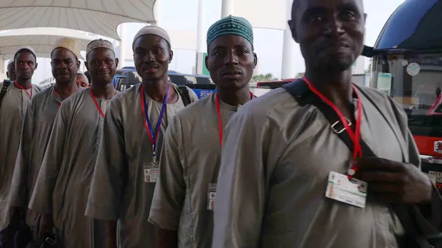 Jemaah haji dari Negara Nigera di Bandara King Abdul Aziz, Jeddah. Darmawan/MCH