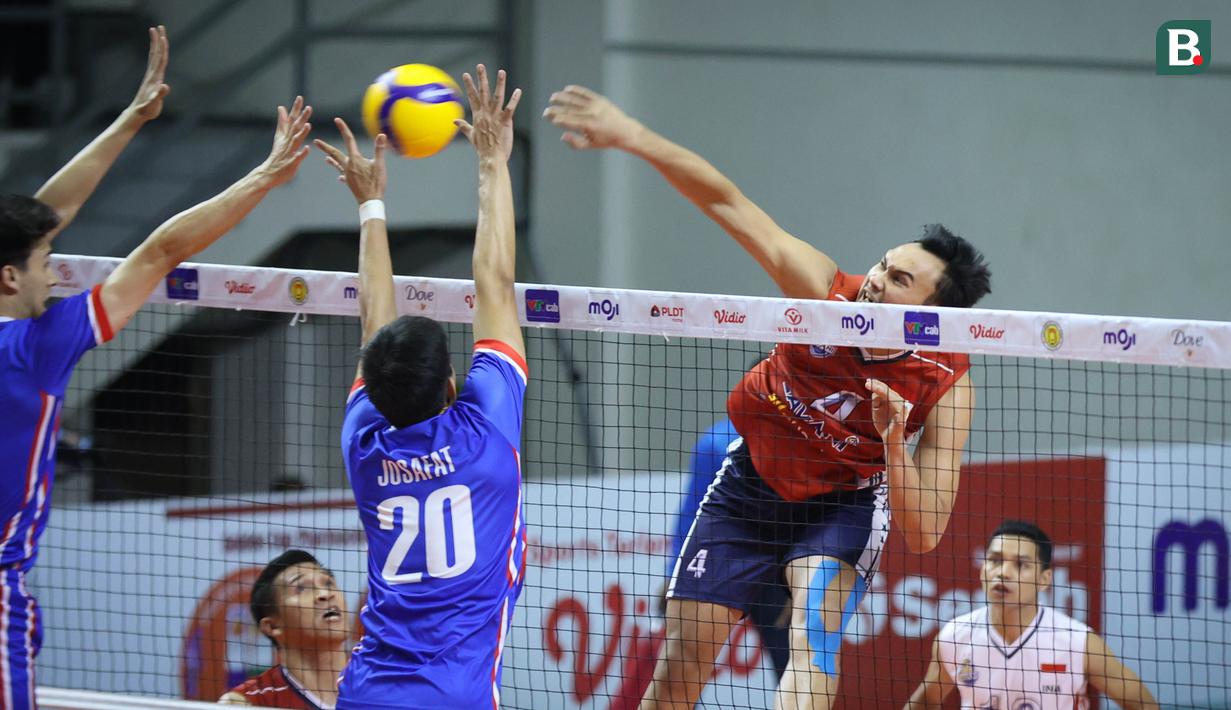 Timnas Voli Putra Indonesia memulai ajang SEA VLeague 2023 dengan catatan gemilang. (Bola.com/Abdul Aziz)