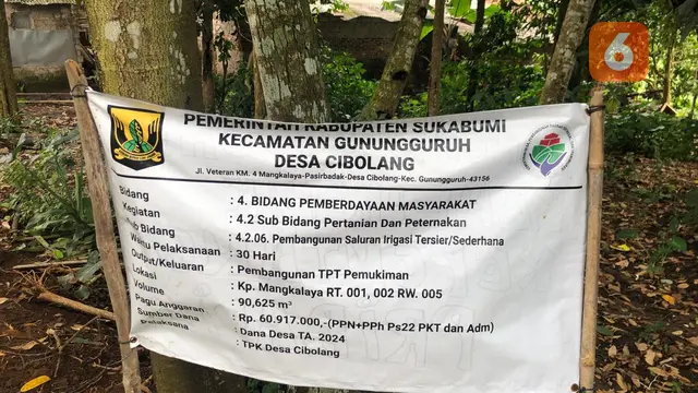 Warga Desa Cibolang saat memprotes pembangunan drainase yang kembali rusak pasca sepekan diperbaiki (Liputan6.com/Fira Syahrin).