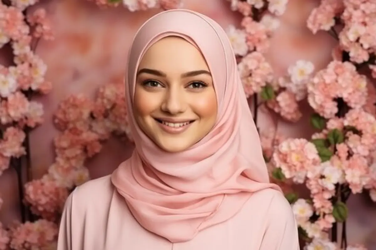 Ilustrasi muslimah senyum, Islami