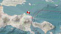 Gempa Magnitudo 5,7 mengguncang wilayah Banyuwangi Jatim, Kamis (25/9/2025), pukul 16.04.12 WIB. (Liputan6.com/ Dok BMKG)
