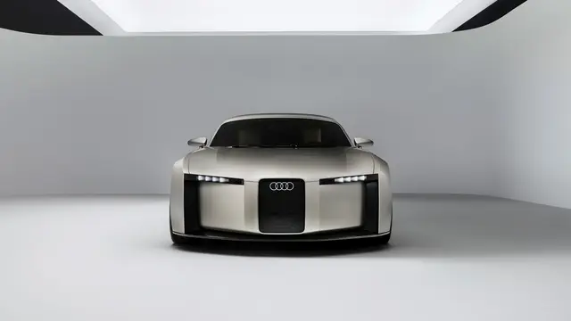Tampilan eksterior Concept C mengusung filosofi monolitik dengan garis tegas, lampu tipis, dan bingkai vertikal berlogo empat cincin (Audi)