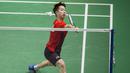 Pebulutangkis Indonesia, Kevin Sanjaya, saat melawan wakil China Taipei, Lee Jhe-Huei/Lee Yang, pada laga Asian Games di Istora, Jakarta, Senin (27/8/2018). Kevin/Marcus menang 21-15, 20-22, dan 21-12. (Bola.com/Vitalis Yogi Trisna)