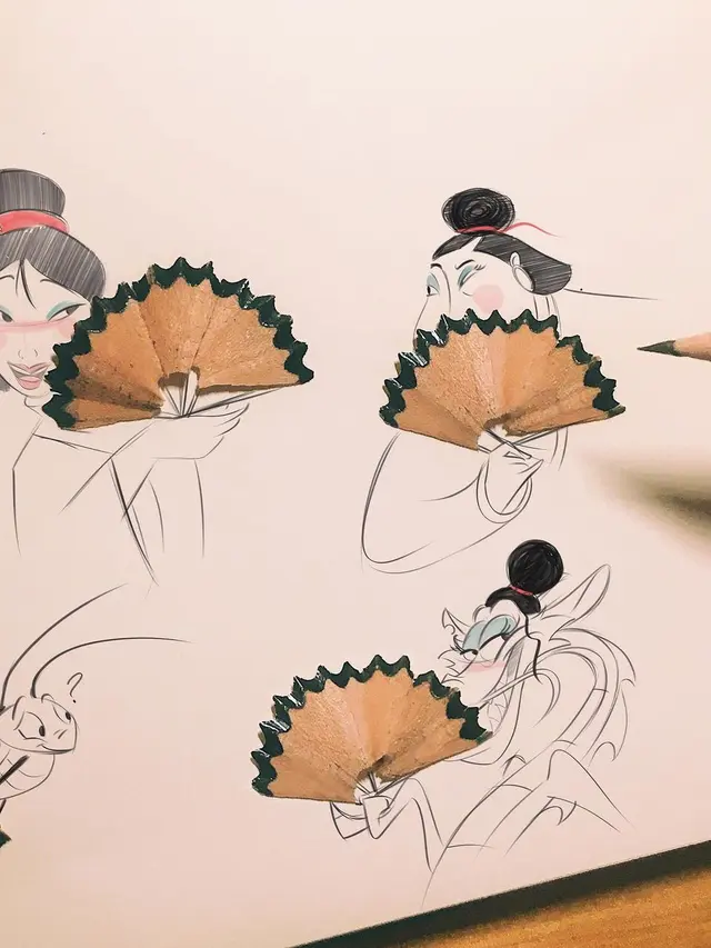 6 Kreasi Gabungkan Gambar Tangan dengan Bekas Rautan Pensil, Hasilnya Keren