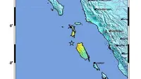 Gempa Magnitudo 7,3 menguncang wilayah Mentawai Sumbar, Selasa (25/4/2023), pukul 03.00.57 WIB. Hasil analisis BMKG, gempa Mentawai ini memiliki parameter update dengan Magnitudo M6,9. (Liputan6.com/ BMKG)