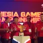 Dirut Telkomsel Ririek Adriansyah dalam gelaran Telkomsel Indonesia Games Championship 2018. Liputan6.com/Tommy Kurnia