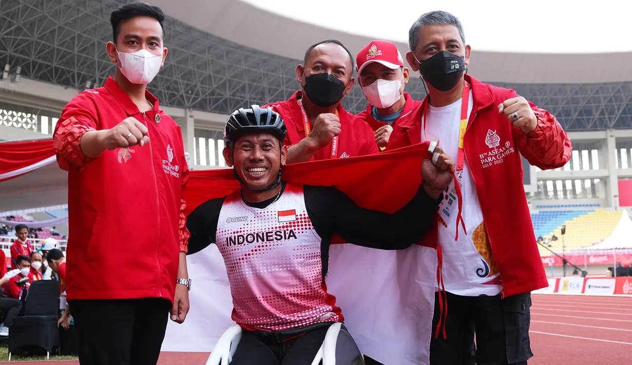 Jaenal Aripin sukses meraih medali emas di kelas T54 200 meter putra pada ASEAN Para Games 2022 di Stadion Manahan Solo, 2 Agustus 2022. (Foto: Dok. ASEAN Para Sports Federation)