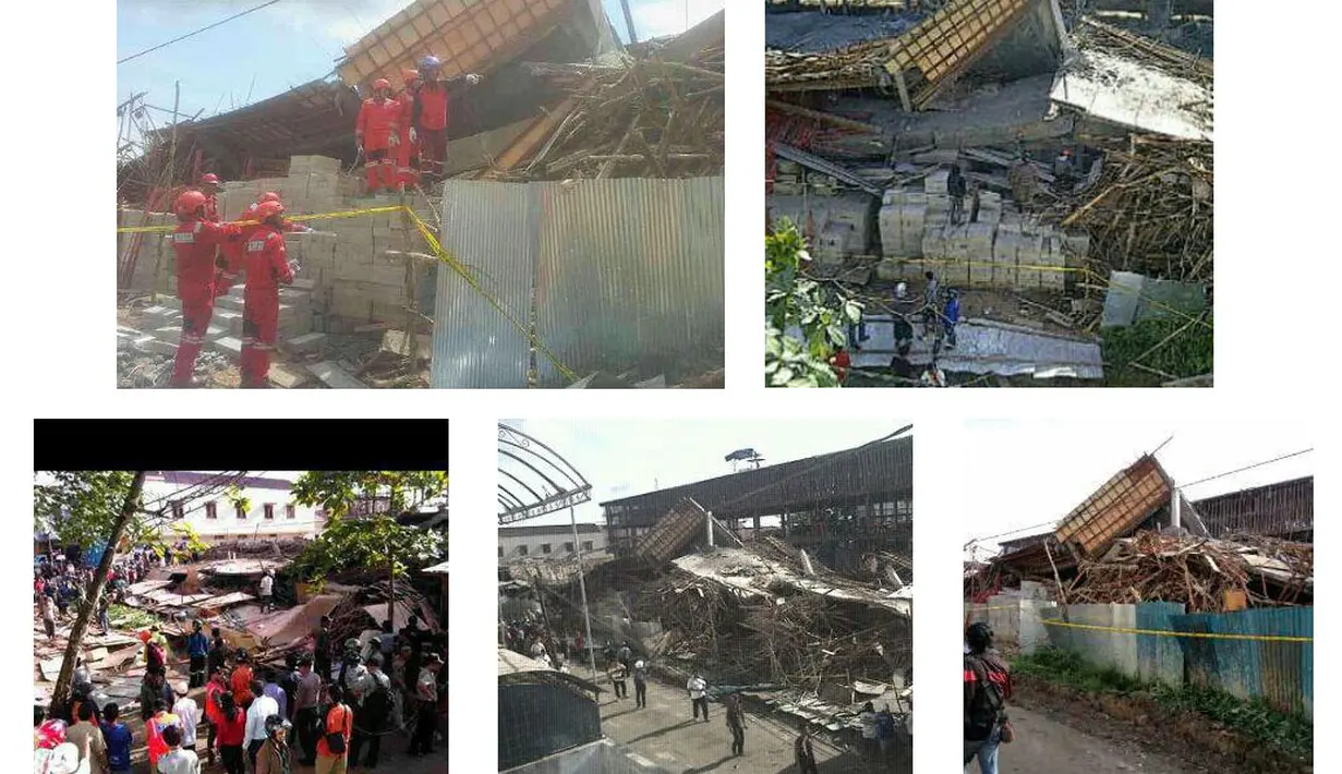 Beberapa foto yang diunggah di situs jejaring sosial menggambarkan kerusakan akibat robohnya bangunan rumah toko (ruko) di Perumahan Cenderawasih Permai, Samarinda, Kalimantan Timur, (3/6/2014). (Istimewa)