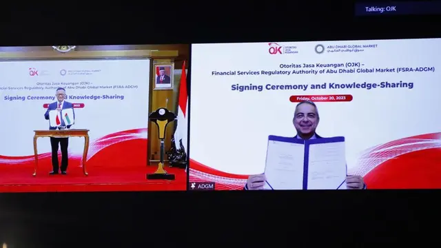 OJK-Financial Services Regulatory Authority of Abu Dhabi Global Market 9FSRA-ADGM), signing ceremony and knowledge-sharing. (Foto: OJK)