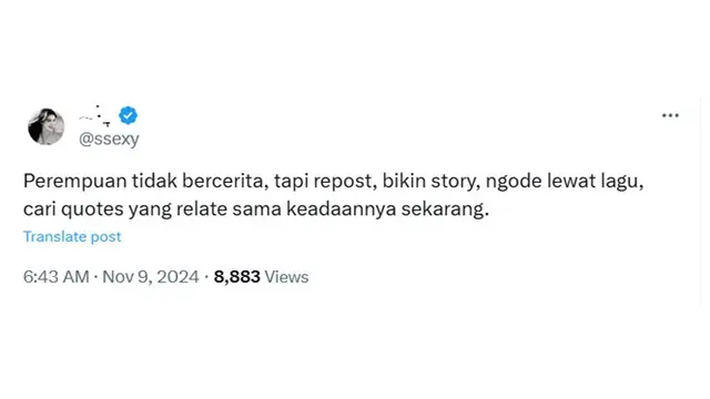 6 Cuitan 'Perempuan Tidak Bercerita' Ini Bikin Angguk Setuju, Banyak yang Relate