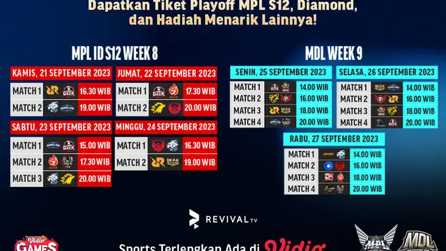Jadwal Live Streaming MPL & MDL Pekan Ini di Vidio, 21-27 September 2023
