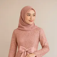 Gamis Brokat Princess dengan Detail Pita Manis (Created by AI)