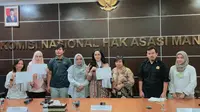 Aktivis Pekerja Migran Indonesia (PMI) Rieke Diah Pitaloka mendatangi Komnas HAM untuk meminta bantuan adanya Pekerja Migran Indonesia (PMI) diduga menjadi korban TPPO di Suriah. (Ist)