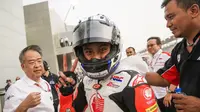 Pebalap Astra Honda Racing Team, Mario Suryo Aji (7), finis kedua pada balapan pertama seri pembuka Asia Talent Cup 2018 di Sirkuit Losail, Qatar. (Astra Honda Racing Team)