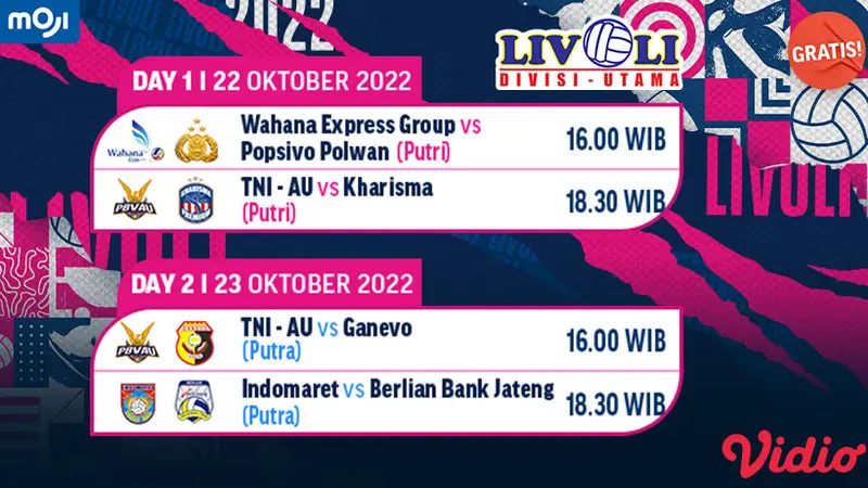 Jadwal Lengkap Livoli 2022 Divisi Utama Akhir Pekan ini Live Vidio 22-23 Oktober : Ada 8 Tim Siap Bersaing