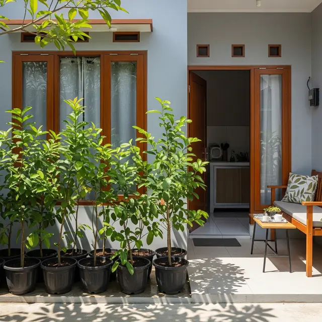 Desain Kebun Buah Tabulampot untuk Rumah Type 27 (Image by Gemini AI)