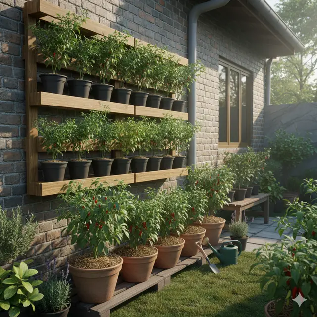 Model Kebun Cabai Rawit Sistem Vertikal