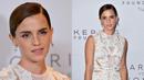 Foto kolase Emma Watson saat menghadiri makan malam The Kering Foundation's Caring for Women di The Pool on Park Avenue, New York City, Amerika Serikat, 15 September 2022. Emma Watson tampil glamor saat menghadiri acara tersebut. (ANGELA WEISS/AFP)