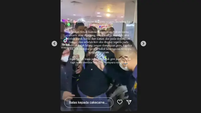 Nadin Amizah Klarifikasi Video Saat Ia Teriaki Fans Karena Dorong-Dorongan: Bukan Karena Kesempitan, Tapi Panik Sepeda Pada Roboh. (instagram.com/cakecaine)